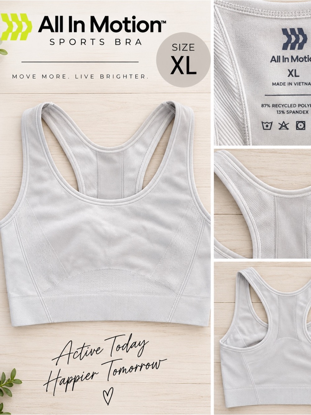 all in motion Light Gray Racerback Sports Bra - Women's